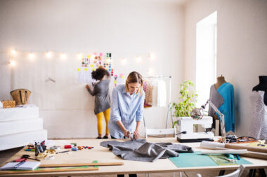 Young creative women in a studio, startup business.